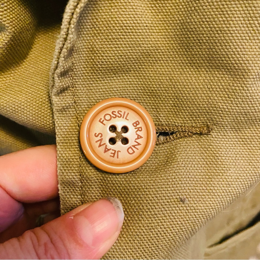 FOSSIL Distressed Tan Cotton Oversized Blazer - Picture 5 of 7